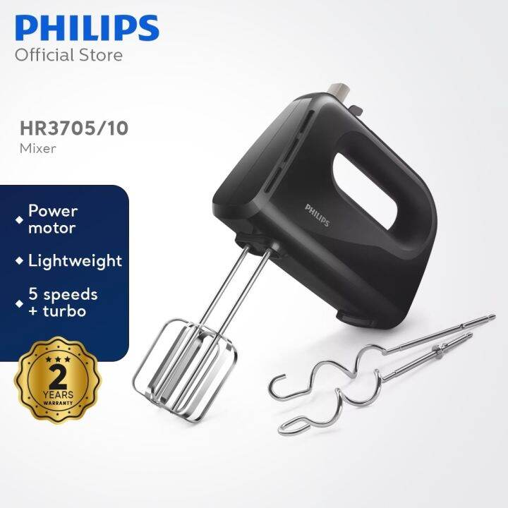 Philips HR3705 Mixer 300W 5 Speeds Turbo Strip Beaters Dough Hooks