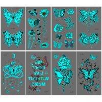 Blue Luminous Cute Party Tattoo Stickers Glowing In The Dark Waterproof Face Hand Body Art Temporary Tattoos Sticker