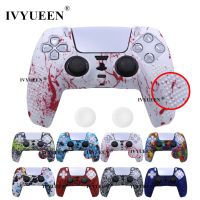 IVYUEEN แผ่นกันลื่นพิมพ์ลายปกป้องผิวสำหรับอุปกรณ์ควบคุม PS5ของ Playstation 5เคสซิลิโคนสำหรับมือจับแบบ Dualsense