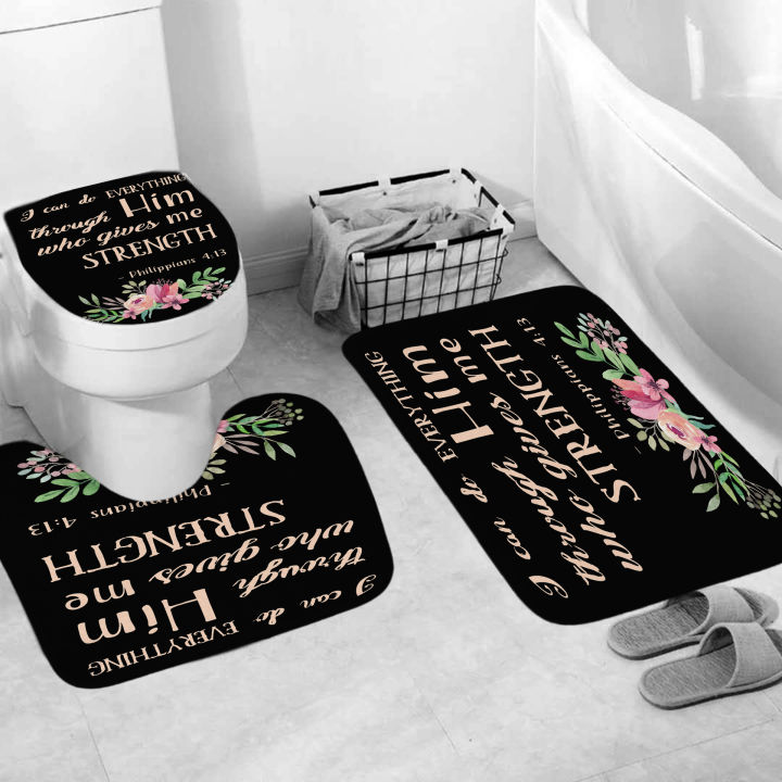 in-stock-ชุดม่านอาบน้ำภาษาอังกฤษลายดอกไม้-amazon-พิมพ์ผ้าม่าน-ผ้าม่านห้องน้ำ-ปกอาบน้ำ