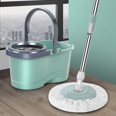 Mop Thickened Double Drive Mop Bucket Rotating Stainless Steel Dry Mop Household Hand Washing Mop Wet and Dry Cleaning Utensils
