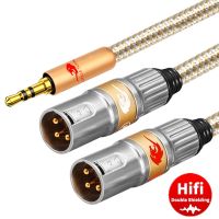 Hifi 3.5mm to 2 x XLR Male Audio Cable for Laptop PC Phone Mixer Amplifier 3.5 to XLR 3 Pin Adapter Y Splitter Shielded Cords Cables