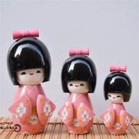 3ชิ้นใหม่ดอกเชอร์รี่น่ารักแฮนด์เมดโอเรียนเต็ลญี่ปุ่นสีชมพูสีแดง Kokeshi สาวตุ๊กตาไม้12เซนติเมตร10เซนติเมตร8เซนติเมตร