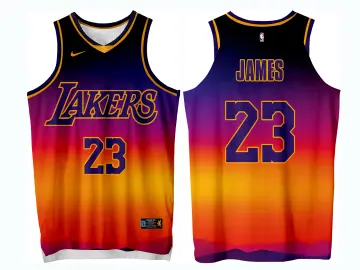 Design James #23 The City Of Angels Basketball Jersey Black Yellow