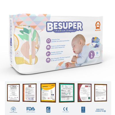 Besuper Premium ผ้าอ้อมเด็กแรกเกิดแบบใช้แล้วทิ้ง ผ้าอ้อมเด็กระบายอากาศได้ ป้องกันการรั่วซึม ซึมซับง่าย นุ่มและแห้งสำหรับเด็ก-zptcm3861