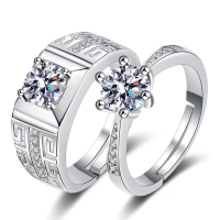 Moissanite เพทายแหวนหมั้นเปิดแหวนผู้ชายและผู้หญิงรุ่นแหวนคู่คลาสสิกหกกรงเล็บคู่แหวน