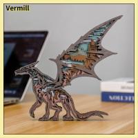 VERMILL 8.77.9นิ้วค่ะ แกะสลักสัตว์ไม้ ของตกแต่งบ้าน กล่องไม้กล่อง ตกแต่งบ้านทำด้วยมือ สร้างสรรค์และสร้างสรรค์ เครื่องประดับงานฝีมือรูปไดโนเสาร์3D บ้านในบ้าน