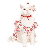 Pet Cat Clothes Flower Plaid Dress Sweet Suspenders Ruffle Princess Dress for Puppy Cat Clothing Small Chihuahua Kitten Dresses Clothing Shoes Accesso