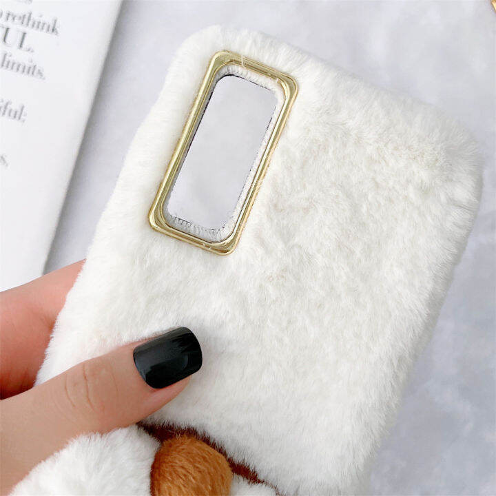 สำหรับ-oppo-reno2-reno3-reno4-reno5-reno6-reno7-z-ค้นหา-x3-pro-furry-case-น่ารัก-corgi-สุนัขหางกรณีกลับ-super-นุ่มตุ๊กตาของเล่น-plush-faux-fur-ขนปุยป้องกัน