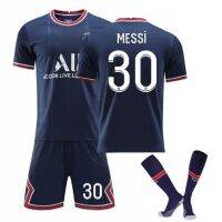 NO30.Leo Messis ผู้ใหญ่เด็กเสื้อยืดแขนสั้นกางเกงขาสั้นเสื้อฟุตบอล2122 Paris Saint-Germains Jersey Neymars NO.10Kylian Mbappés Match Kit