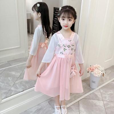 2022 Summer Dress Kids Girl Chinese Style Dresses Hanfu Student Fashion 7 Girls Party Little Fairy Costume Cute Chiffon Dress