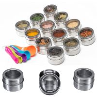 12/6/3/1Pc Magnetic Spice Jar Box Seasoning Storage Bottle Stainless Steel Condiment Container for Cooking BBQ Kitchen Gadgets