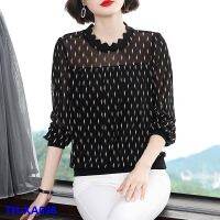 XA036 Round neck womens fashion autumn and winter bottoming looks thin semi-transparent long-sleeved T-shirt for middle-aged elderly mothers