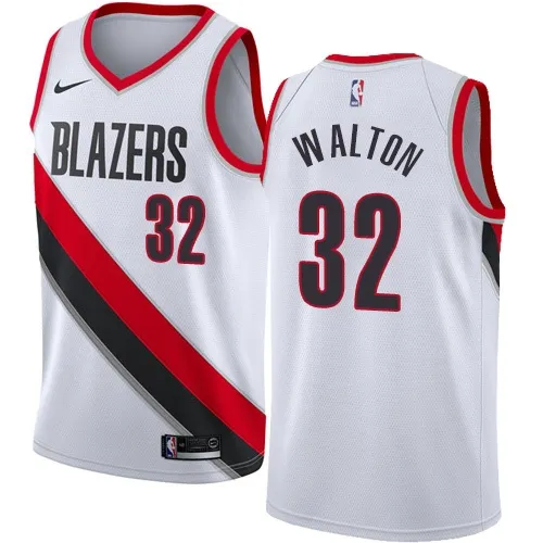 Original Nba Heat Pressed Men's White Portland Trail Blazers #32 Bill 