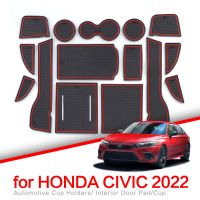 ZUNDUO Anti-Slip Gate Slot Cup Mat For Honda Civic 2022 11Th Essories Ruer Coaster Non-Slip Pad Car Sticker