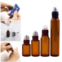 5ml 10ml Amber Glass Roll on Bottle with Glass/Metal Ball Thin Glass Roller Essential Oil Vials roll on bottles