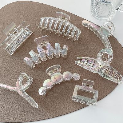 Manfanst Transparent Clamping Hair Claw for Women Large Simple Acrylic Shark Hair Clips Hair Accessories Headwear Wholesale