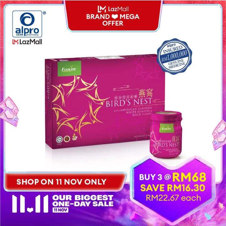 Ecolite Birds Nest with American Ginseng + White Fungus + Rock Sugar (6