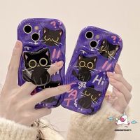 เคสเข้ากันได้สำหรับ iPhone 7 8 6 6S Plus 11 13 14 12 Pro Max XR X XS Max SE 2020เคสนิ่มขอบโค้งมน3D การ์ตูนแมวน่ารักน่ารักพร้อมขาตั้งโทรศัพท์