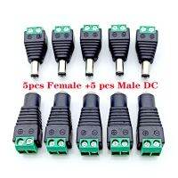 5Pcs Female +5 Pcs Male DC Connector 2.1*5.5mm Power Jack Adapter Plug Cable Connector for 3528/5050/5730 Led Strip LighWires Leads Adapters