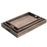 1 Pcs Retro Rectangular Wooden Trays Pallet Kitchen Storage Organization Dessert Dinner Tea Food Serving Home Hotel Decor