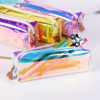 △✷ Kawaii Laser Transparent Reflective Pencil Case Large Capacity Pencilcase Bag Chancery School Supplies Stationery Penalty