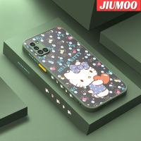 JIUMOO เคสปลอกสำหรับ Samsung กาแลคซี M31 A31ลายการ์ตูนน่ารักเฮลโลคิตตี้บางดีไซน์ใหม่ขอบสี่เหลี่ยมด้านข้างกันกระแทกมีน้ำค้างแข็งโปร่งใสแข็งเคสมือถือแข็งปลอกซิลิโคนคลุมทั้งหมดเคสป้องกันกล้องแบบอ่อน