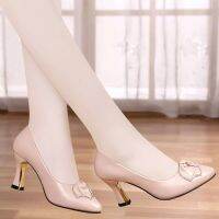 Cresfimix Zapatos De Mujer รองเท้าหนังหรูหราสง่างามส้นเข็มสำหรับผู้หญิงรองเท้าสำนักงานสีดำชมพู A1293