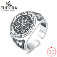 Eudora 925เงินสเตอร์ลิงไวกิ้งเข็มทิศแหวนเปิดปรับพระเครื่องแหวนสำหรับผู้หญิงผู้ชายบุคลิกภาพพังก์เครื่องประดับของขวัญ