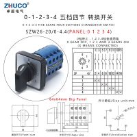 ZHUCO ขั้วต่อ LW26-20 4ขั้วสีเงิน20A 660V 64X64 Mm 48X48 Mm แผงตัวหมุนปรับแรงเลือกสวิตช์เลือกแหล่งจ่ายไฟฟ้าแบบหมุนลูกเบี้ยว