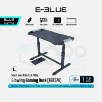 E-Blue Glowing Gaming Desk [EGT574 / EGT576] โต๊ะเกมมิ่งปรับได้ 3 ระดับ โครงสร้างโลหะ แข็งแรงทนทาน กันรอยขีดข่วน พร้อมแผ่นรองเม้าส์ปูเต็มโต๊ะ #Qoomart