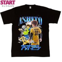 START  T-shirt  เสื้อคอกลมชาย เสื้อยืด พิมพ์ลายการ์ตูน Ashito Aoi Ao Ashi Homage Series