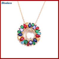 Bluelans®ผู้หญิงRainbow Cubic Zirconia Letterจี้ทรงกลมสร้อยคอสร้อยคอของขวัญเครื่องประดับ