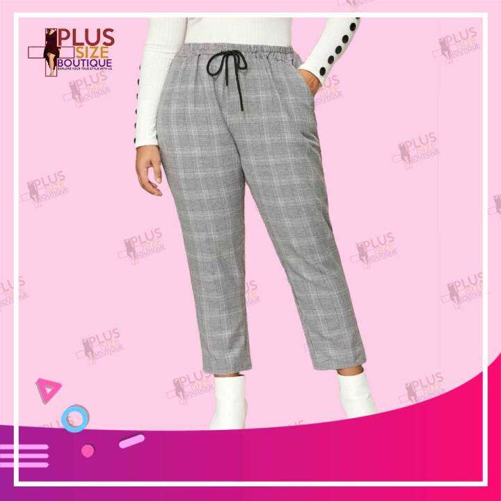 PLUS SIZE BOUTIQUE CHECKERED PANTS FOR PLUS SIZE WOMEN CASUAL , WORK