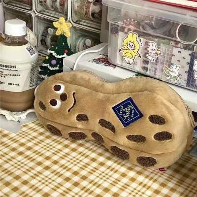 Creative Cute Plush Funny Cartoon Peanuts Large Capacity Pencil Case Pencil Box Stationery Storage Bag