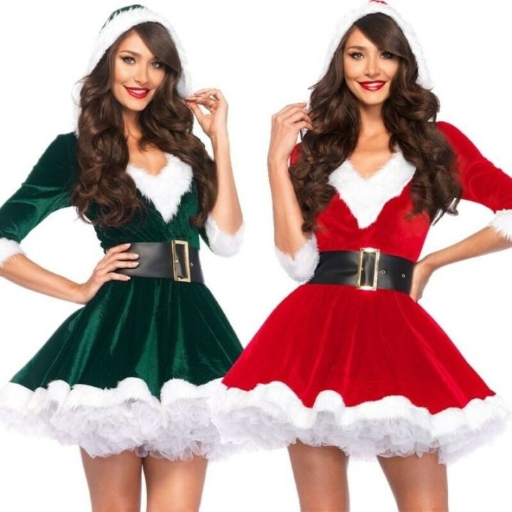 cos-imitation-แฟชั่น-miss-claus-ชุดสูทผู้หญิงคริสต์มาสแฟนซีปาร์ตี้ชุดเซ็กซี่-santa-ชุด-hoodie-santa-claus-sweetie-ชุดคอสเพลย์