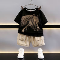 Boys Summer Suit Summer 2023 New Short Sleeve Two-Piece Boys Clothes Thin Casual Fried Street Short Sleeve Fashion