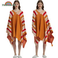 Twister.CK Women Wearable Blanket Sweatshirt Multifunctional Warm Super Soft Cozy Stripes Blanket One Size Fits All (143 x 143cm)