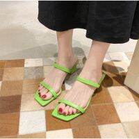 MAY Mid-heel Sandal For Women y Outdoor Square Open Toe Slip-on Ready Stock