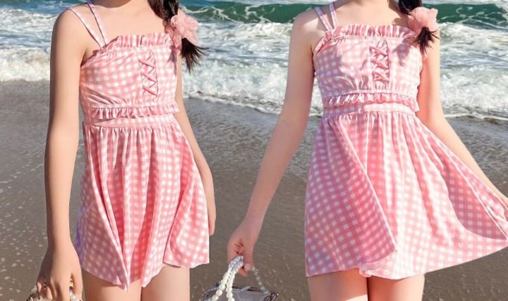 2023-korean-style-two-pieces-swimsuit-skirt-style-for-3-7-year-old-children-swimwear