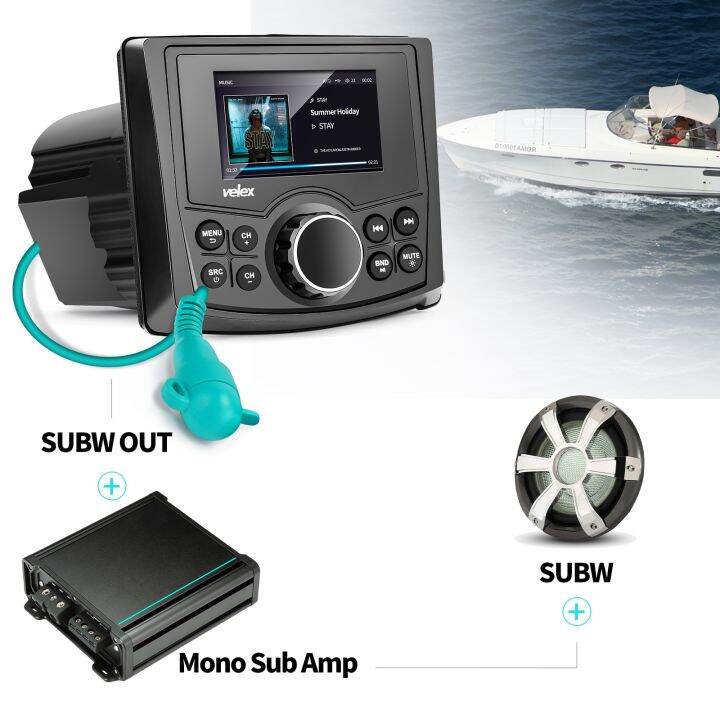 Waterproof Bluetooth Marine Digital Media Stereo Receiver With Audio