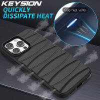 KEYSION ทำความเย็นให้เคสเคสระบายความร้อนระบายอากาศสำหรับ iPhone 15 Pro Max 15 Plus เคสโทรศัพท์ซิลิโคนนิ่มกันกระแทกสำหรับ iPhone 15 Plus