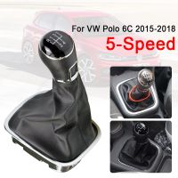 สำหรับ VW Volkswagen Polo 6C 2015 2016 2017 2018ใหม่หัวเกียร์หนังสีดำที่หุ้มเกียร์ที่หุ้มผ้าคลุมรองเท้าบู๊ทอุปกรณ์เสริมแต่งรถ Dunzheng