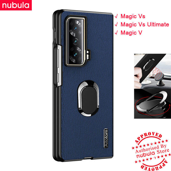 nubula-เคสสำหรับ-honor-magic-vs-ultimate-honor-magic-v-เคสผิวเปลือกไม้ให้ความรู้สึกเหมือนหนัง-hp-honor-magic-v-vs-เคสกันกระแทกมือถือฟรีฝาหลังที่ยึดโทรศัพท์ในรถสำหรับ-honor-magic-vs-ultimate