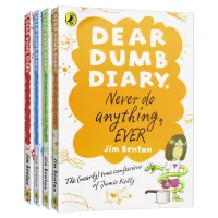 English original Dull Diary 1-4 sets Dear Dumb Diary silly girl Diary Jim Benton childrens English extracurricular reading Story Bridge chapter book English original book