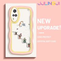 Jlingji เคสสำหรับ VIVO Y51 2020 Y31 2021 Y51A 2021 Y33 Y53s ลายแมวตลกกรอบขอบ TPU ใสนุ่มเคสมือถือกันกระแทกเคสกล้องที่สร้างสรรค์ทนต่อการสึกหรอซิลิกาเจลฝาครอบป้องกัน