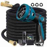 Expandable Garden Hose 100ft Water Hose 10 Function Sprayer Nozzle Lightweight Durable 4-Layers Latex, Outdoor Upgraded Flexible Hose 3/4 inch Solid Metal Fittings No Kink Water Pipe Retractable Hose