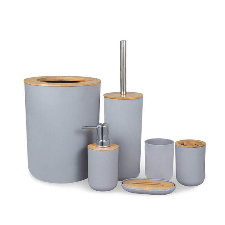 bathroom-accessories-set-6-pieces-bamboo-room-set-toothbrush-holder-soap-dispenser-toilet-brush-trash-can-bathroom-essential-set