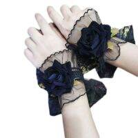 Gothic Wrist Band For Girls Women Dailywear Non Slip Lace Decorative Sleeve With Color Rose Design Cosplay Props