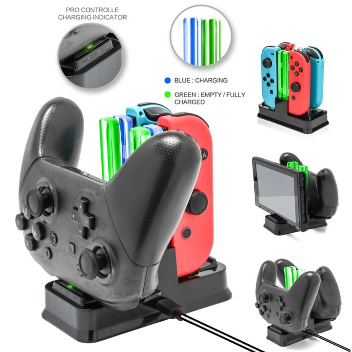 6 In 1 Nintendo Switch LED Charger Stand Charging Dock Station for NS  Joy-con & Pro Controller & Console 